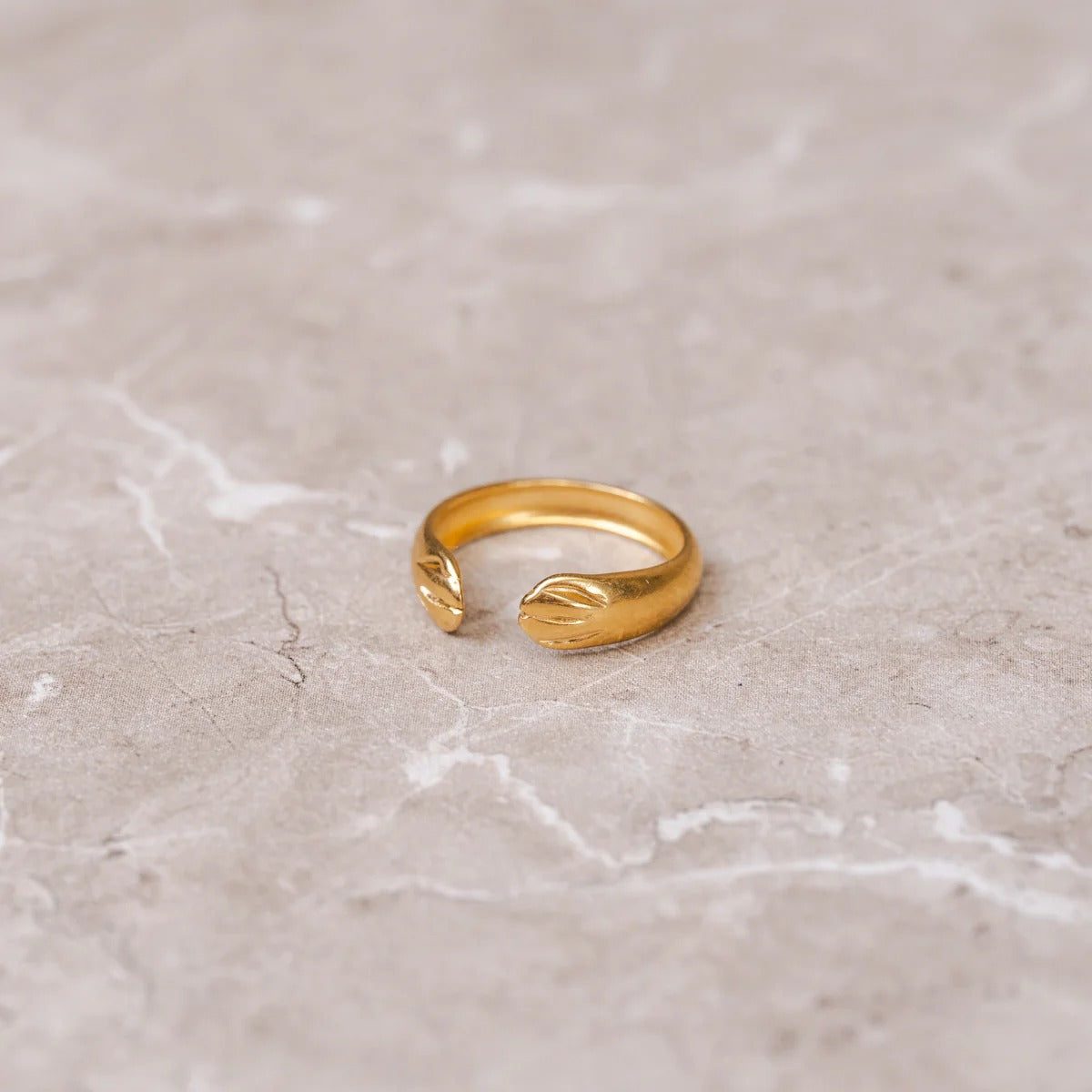 Anel Abraço Ajustável Banhado em Ouro 18K