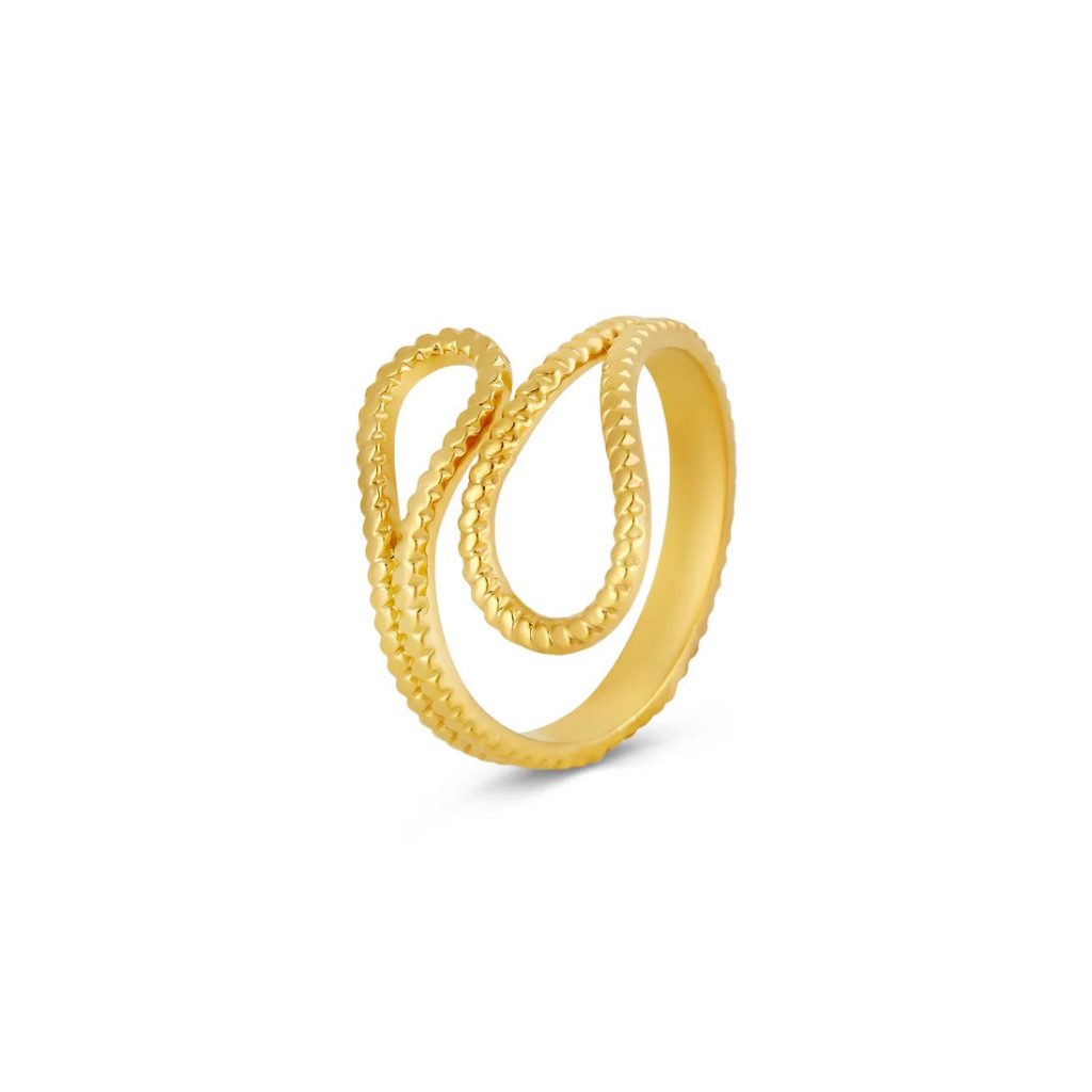 Anel Ajustável Ava Abstrato Banhado em Ouro 18K