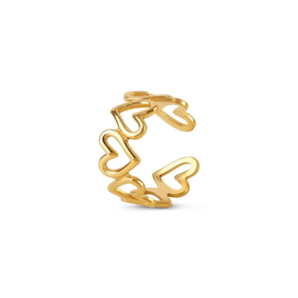 Anel Love Vazado Ajustável Banhado em Ouro 18K