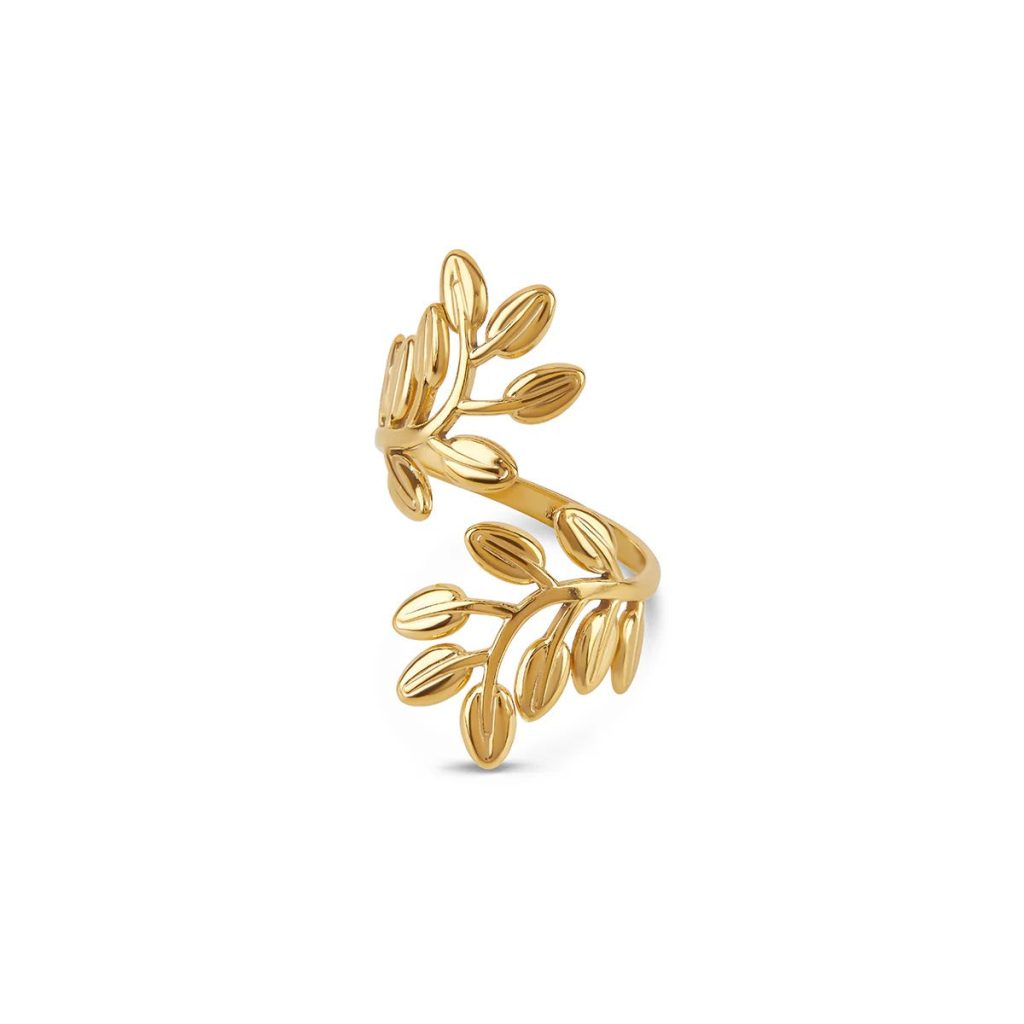 Anel Ramos Ajustável Banhado em Ouro 18K