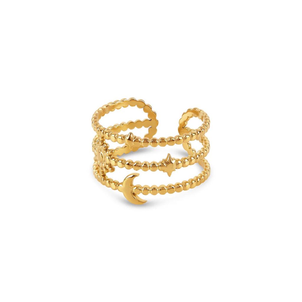 Anel Sky Ajustável Banhado em Ouro 18K
