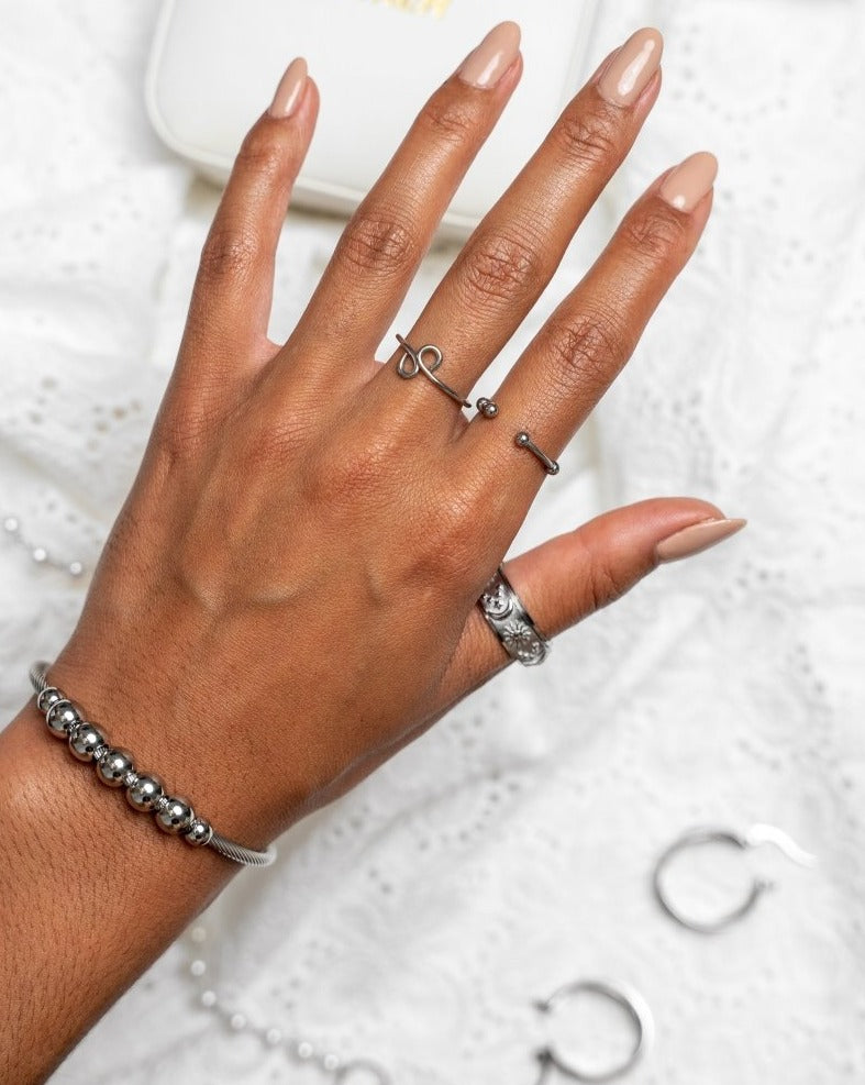 Bracelete Anti-stress Ajustável Esferas - Prata