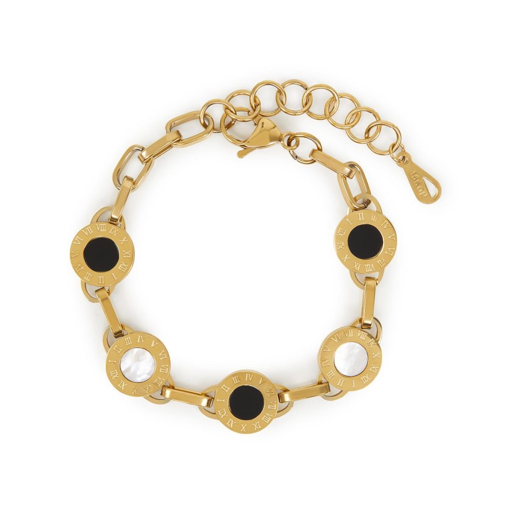 Pulseira Ônix Milão Banhado em Ouro 18k