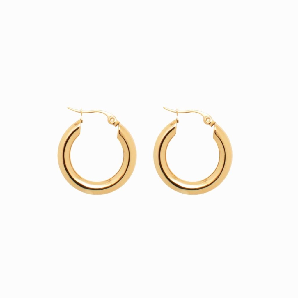 Brinco de Argola Tubo Lele M Banhado em Ouro 18K