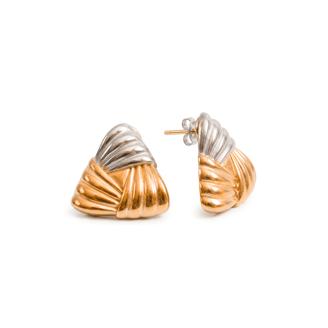 Brinco Triad Shine com Mix de Banhos Dourado e Prata