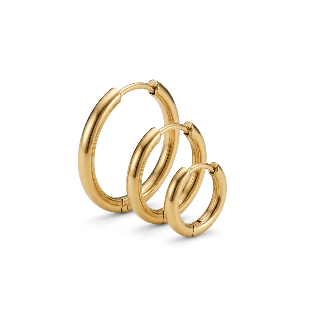 Brinco Trio de Argolas Banhado em Ouro 18K