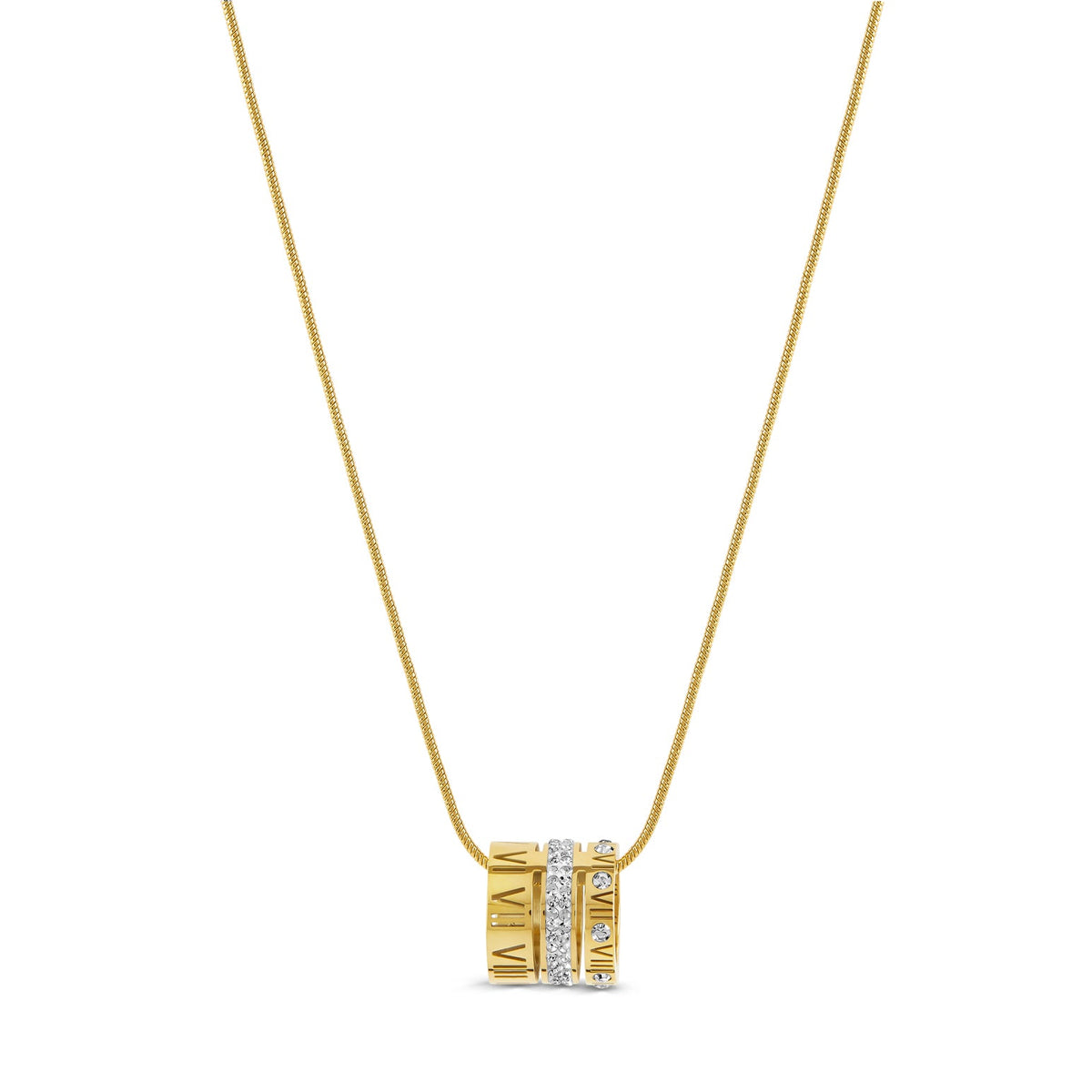 Colar Aro Triplo Algarismo Romano Banhado em Ouro 18k