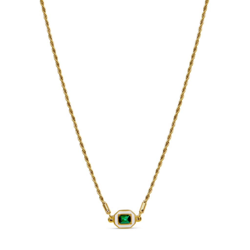Colar Aura Esmeralda Banhado em Ouro 18K