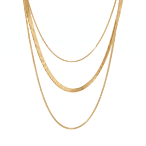 Colar Celina Trio Camadas Malha Banhado em Ouro 18K