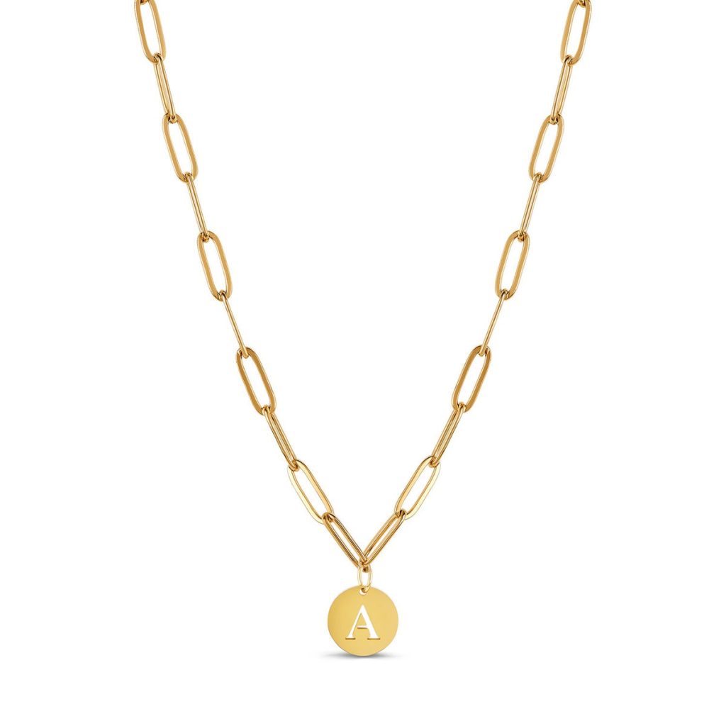 Colar Letra Inicial Clip Chain Banhado em Ouro 18K