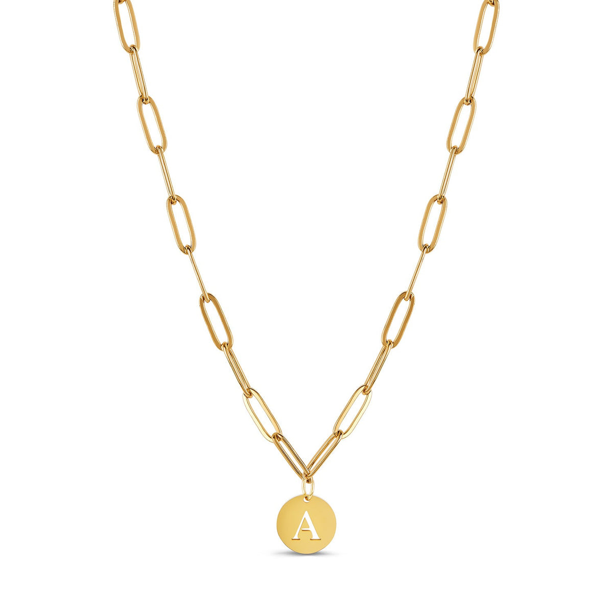 Colar Letra Inicial Clip Chain Banhado em Ouro 18K