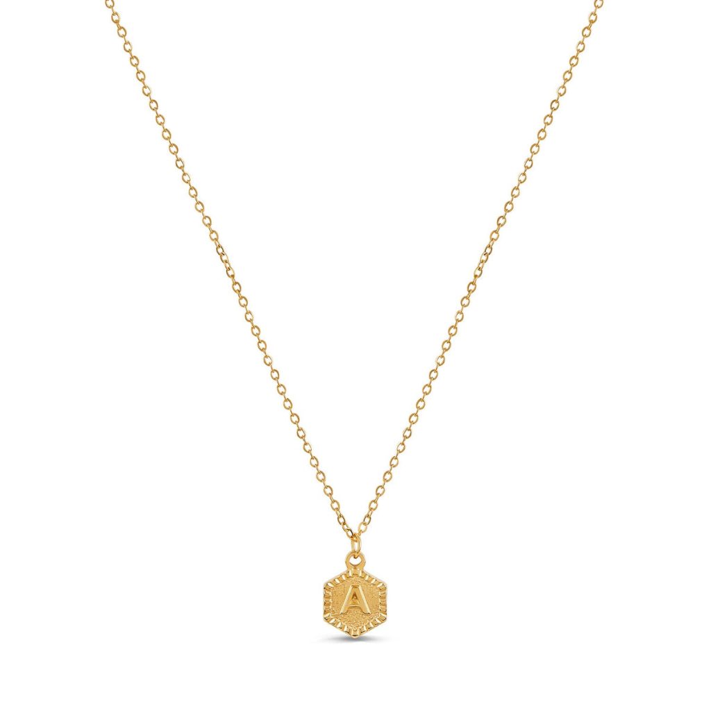 Colar Letra Inicial Hex Banhado em Ouro 18K