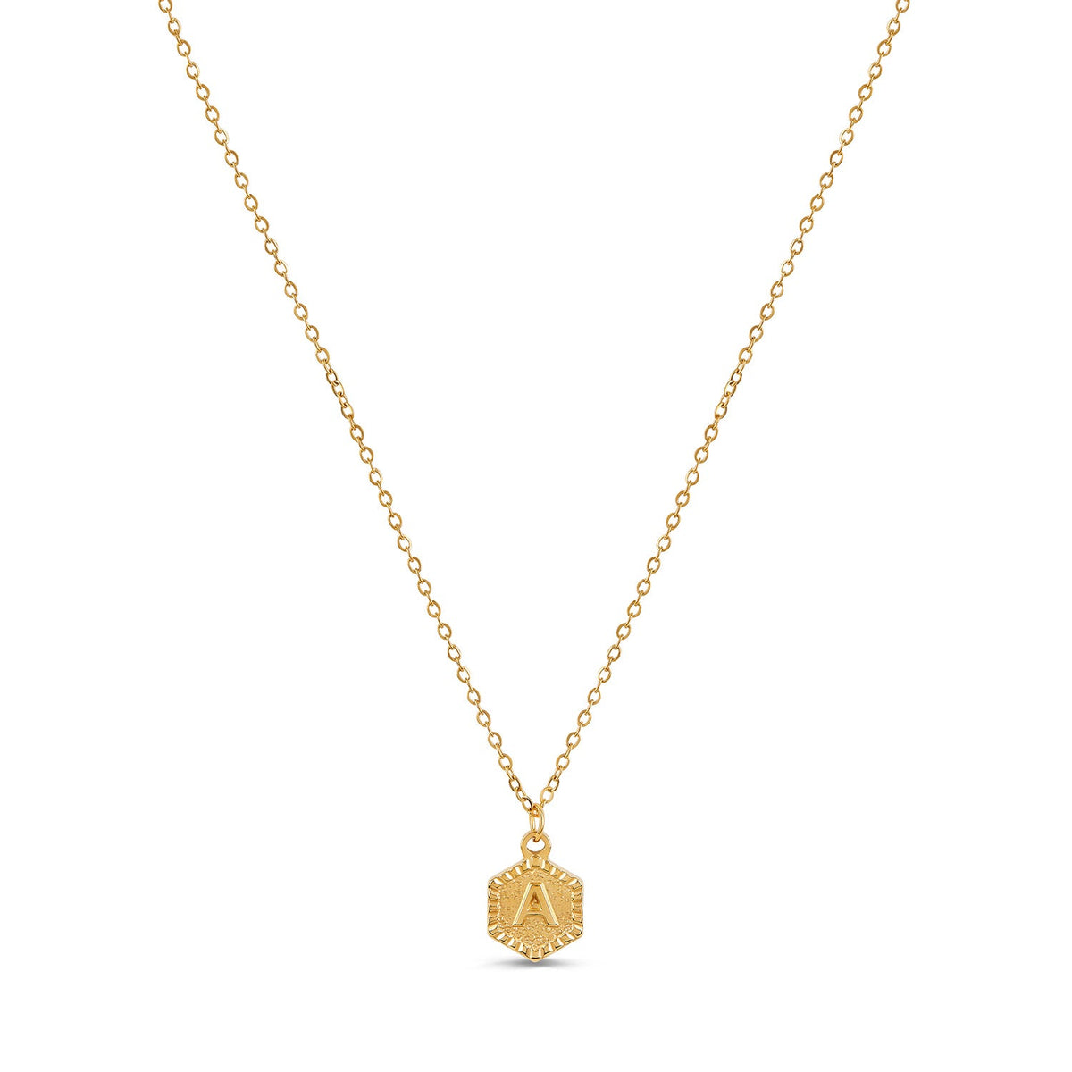 Colar Letra Inicial Hex Banhado em Ouro 18K