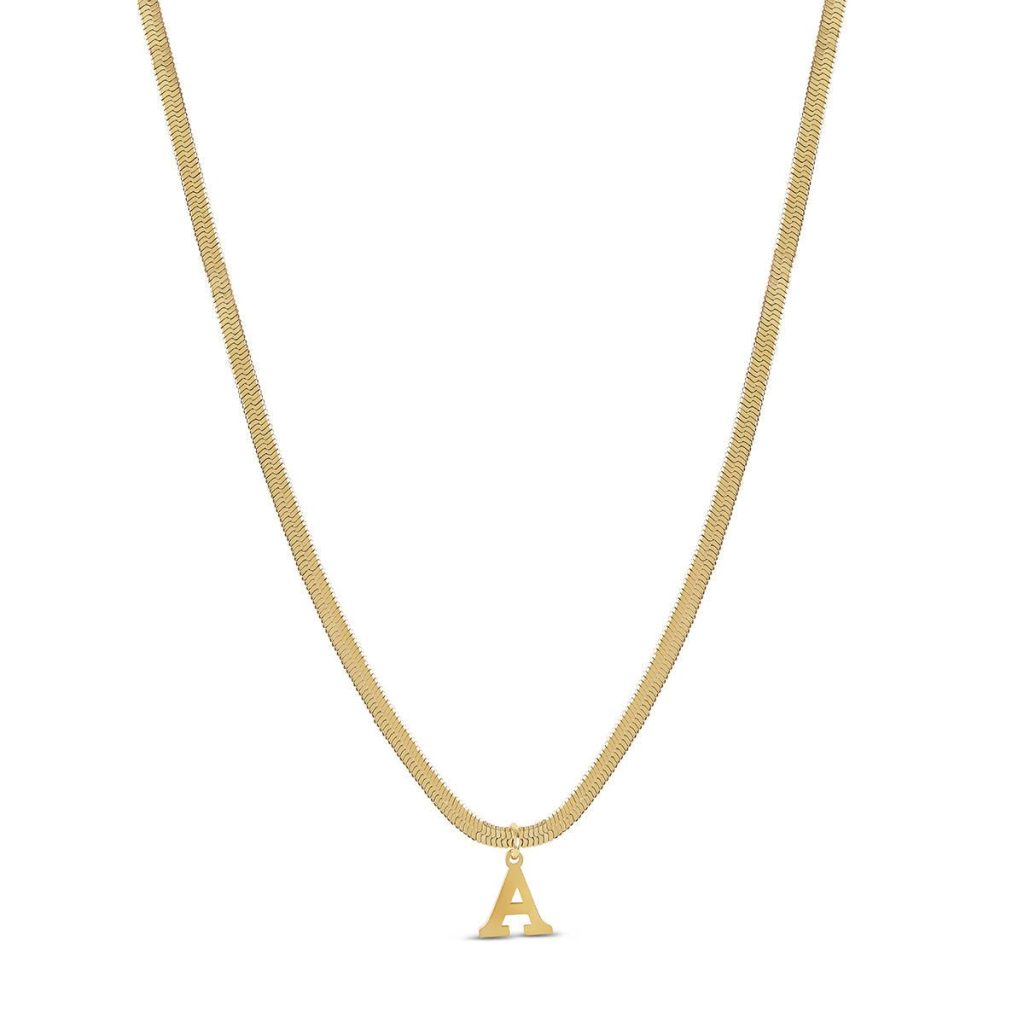 Colar Letra Inicial Malha Banhado em Ouro 18K