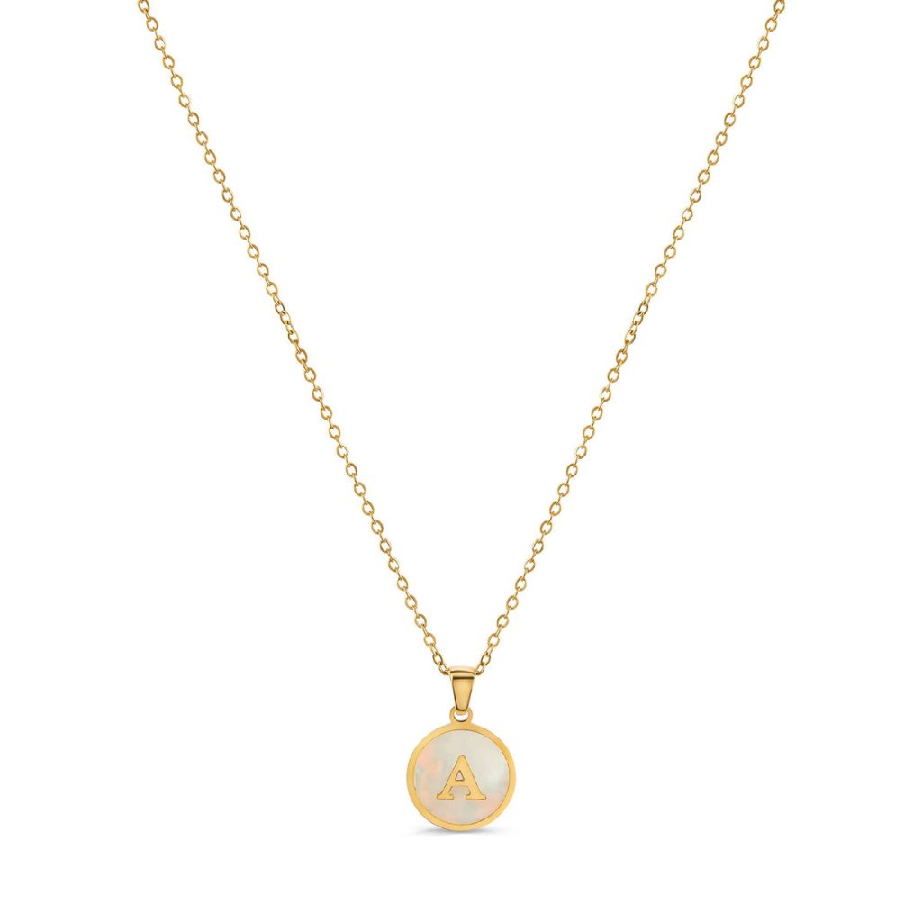 Colar Letra Inicial Marble Banhado em Ouro 18K