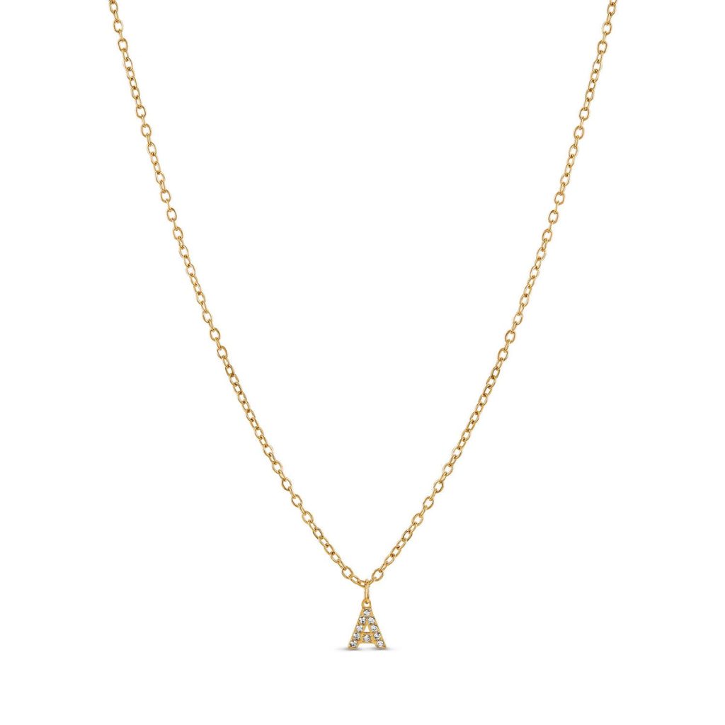 Colar Letra Inicial Stone Banhado em Ouro 18K