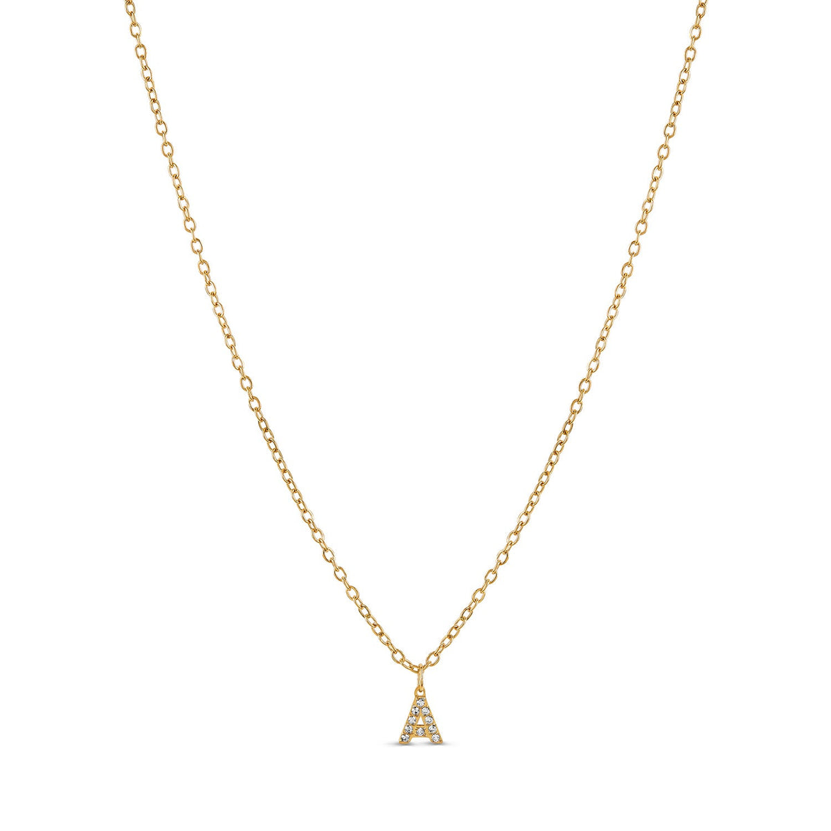 Colar Letra Inicial Stone Banhado em Ouro 18K