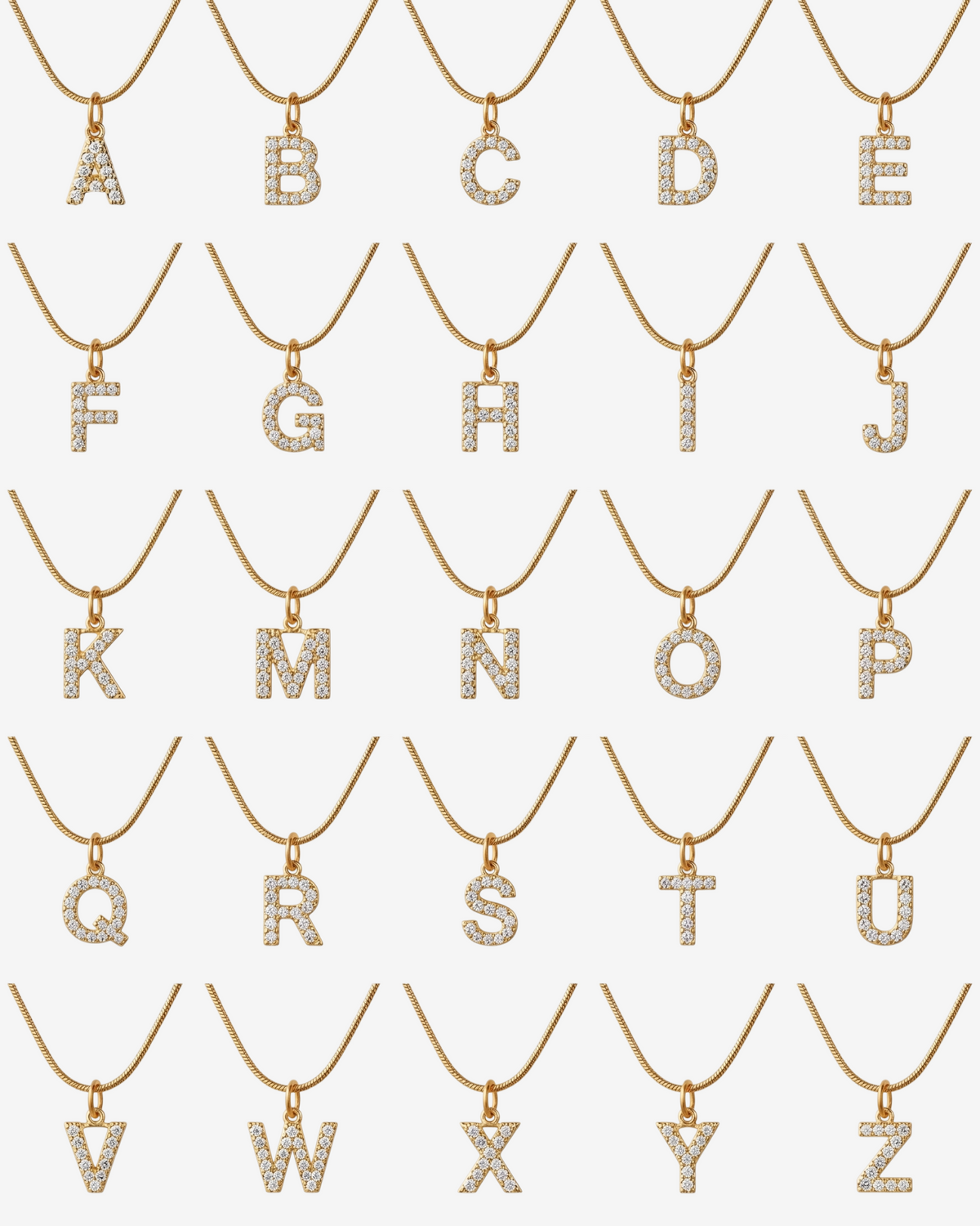 Colar Letra Inicial Zircônia Banhado em Ouro 18K