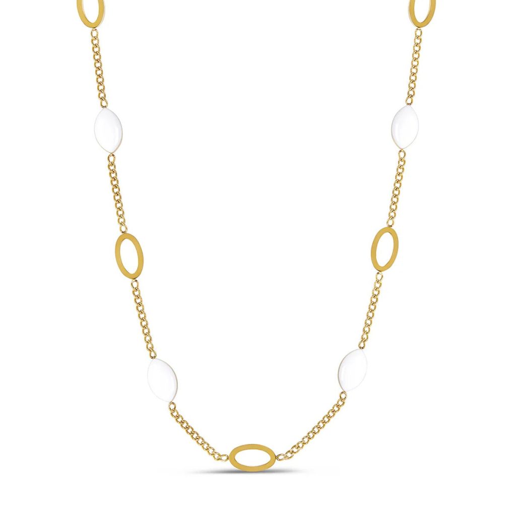 Colar Pingente Oval Angellica Banhado em Ouro 18K