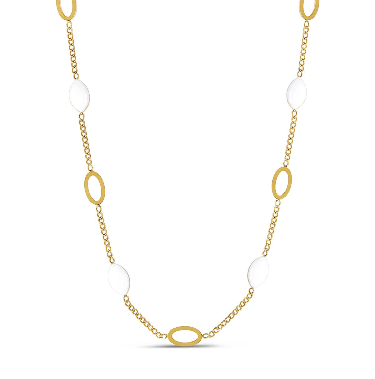 Colar Pingente Oval Angellica Banhado em Ouro 18K