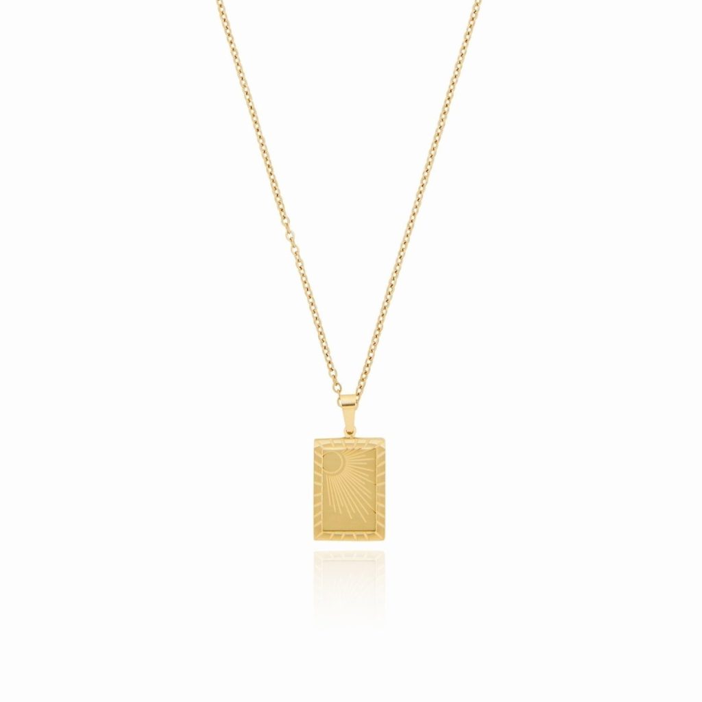 Colar Sunrise Pingente Nascer do Sol Banhado em Ouro 18K
