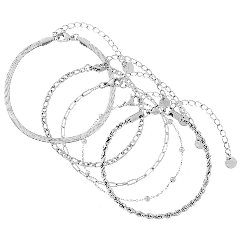 Kit Pulseiras Glamour - Prata